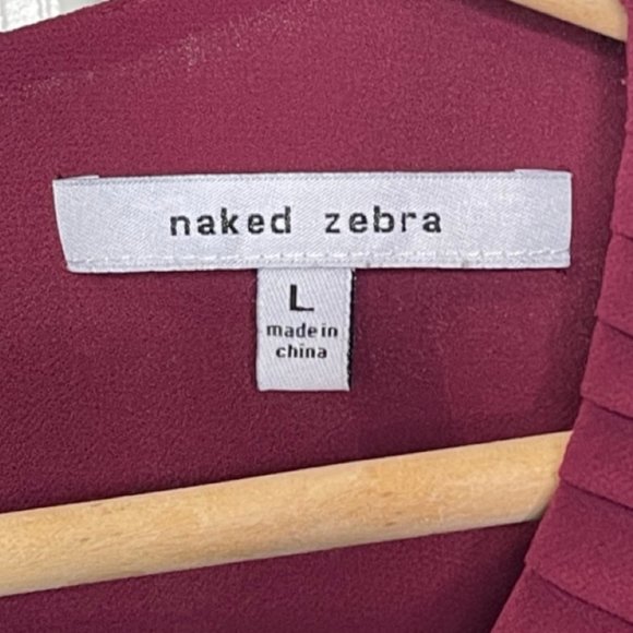 NAKED ZEBRA | Long Sleeve Lightweight Raspberry Red Blouse | Size L - Picture 6 of 10
